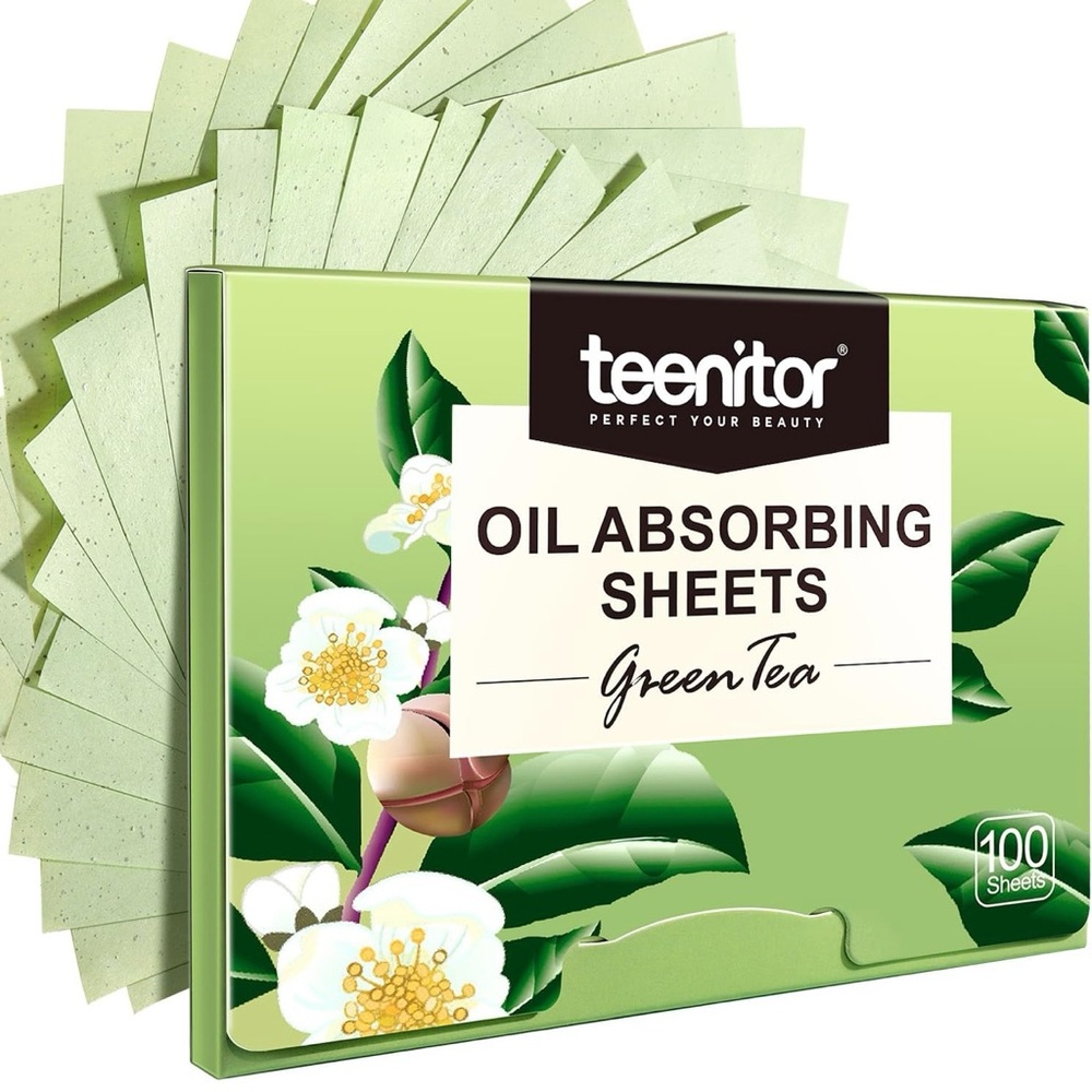 💙🆕💙 Teenitor Oil Blotting 100 Sheets for Face Green Tea Oil Absorbing Tissue